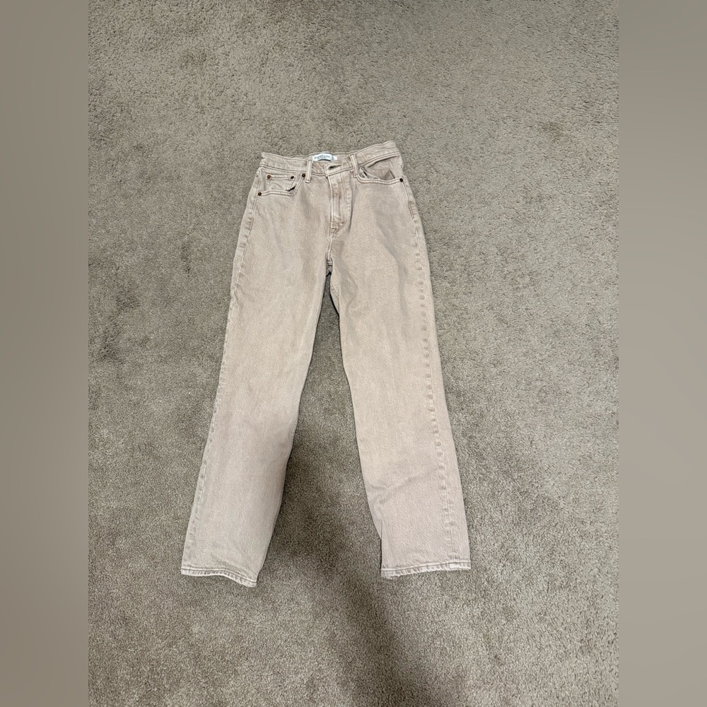 Abercrombie & Fitch 90s straight ultra high rise tan Jeans